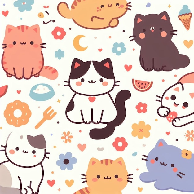 Cat background desktop wallpaper cute vector