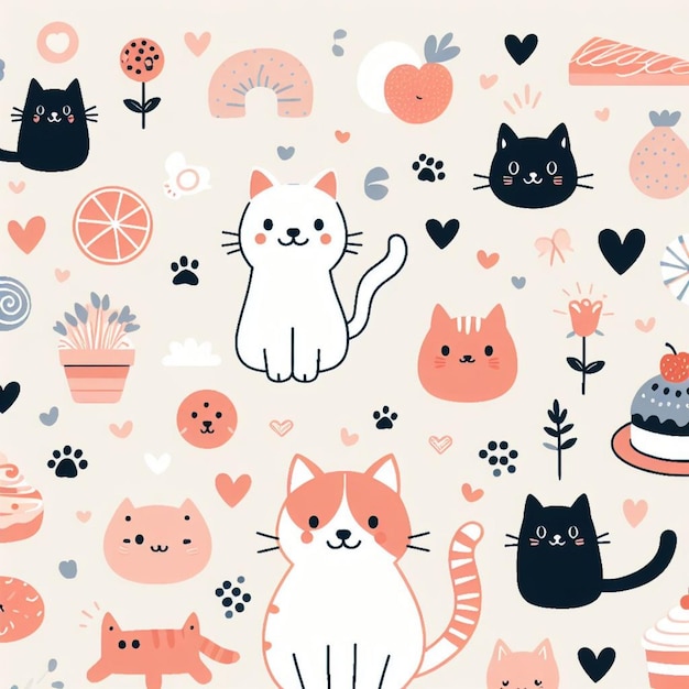 Cat background desktop wallpaper cute vector