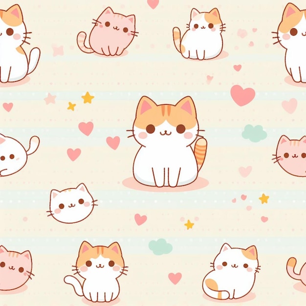 Cat background desktop wallpaper cute vector