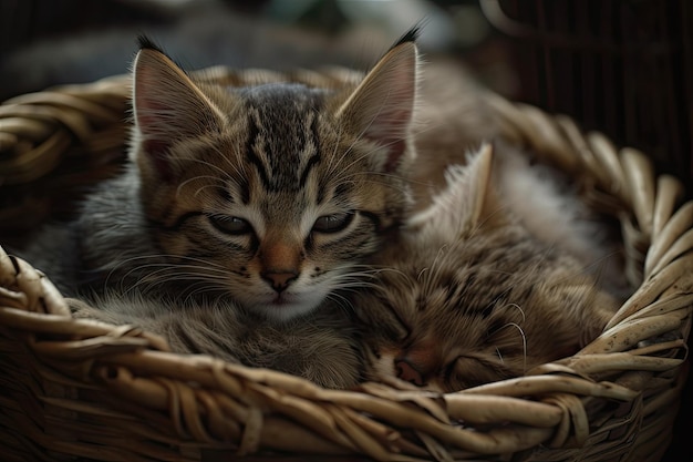 Cat in basket cute