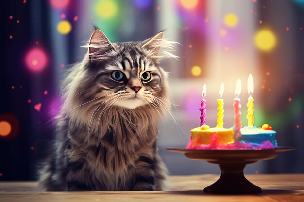 Cat birthday collage background