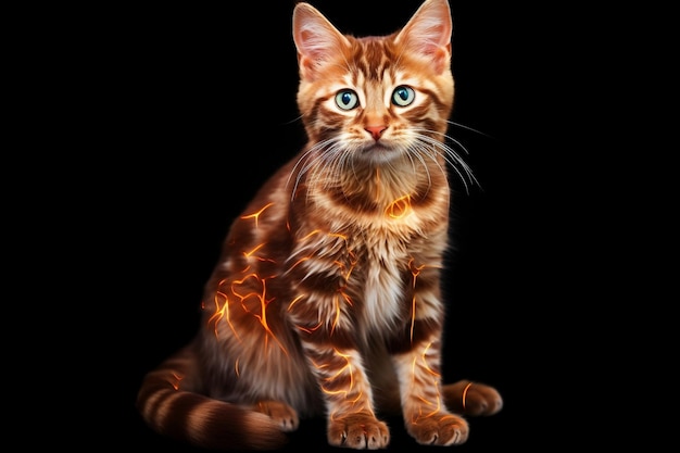 Cat on Black background Generative Ai