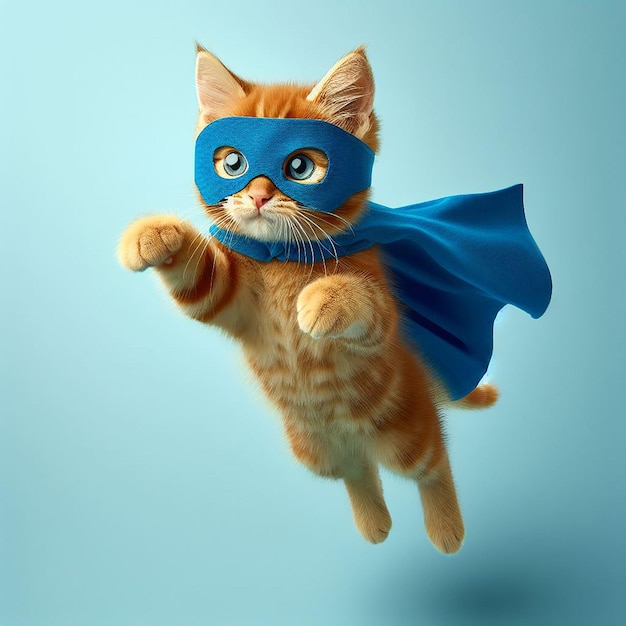 a cat in a blue cape that says quot cat quot