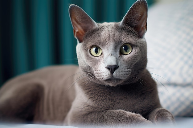 Cat of breed Russian Blue close up