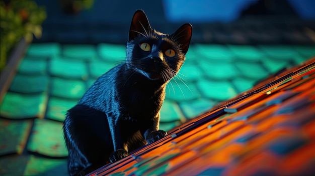 A cat on a car roof