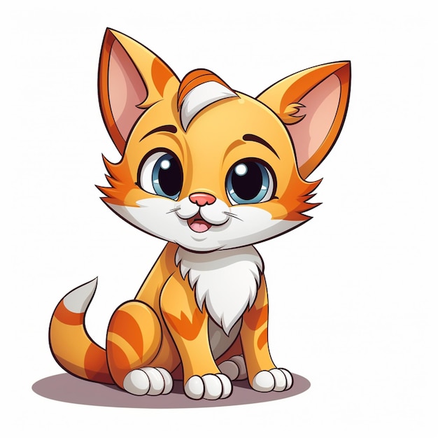 cat cartoon character on white background