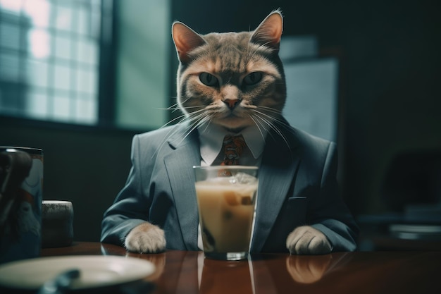 Cat classroom wearing suit Honor event Generate Ai