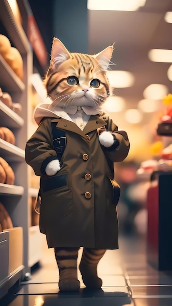 a cat in a coat with a jacket on it