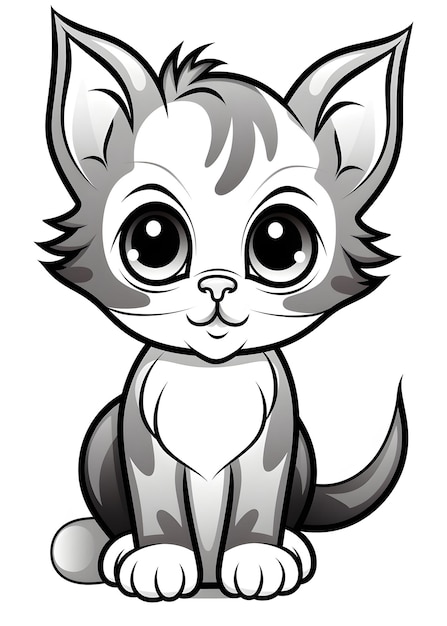 Cat Coloring Page for Kids Cute Cat Line Art coloring page Cat Outline Illustration For Kids Coloring Page Kids Animal Coloring Page Cat Coloring Book AI Generative