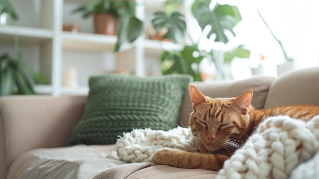 The cat on the couch