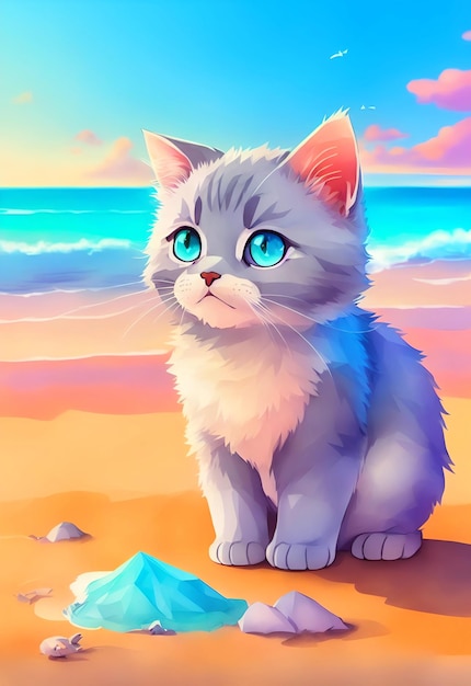 Cat cute and adorable on colorful background