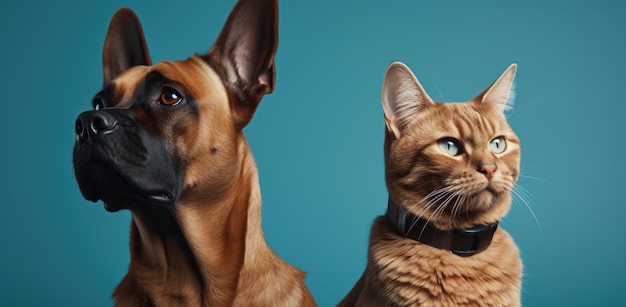 A cat and a dog are shown together.