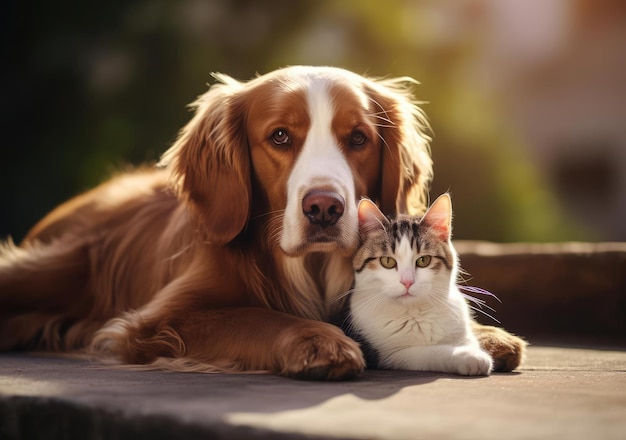 Cat and dog next to each other