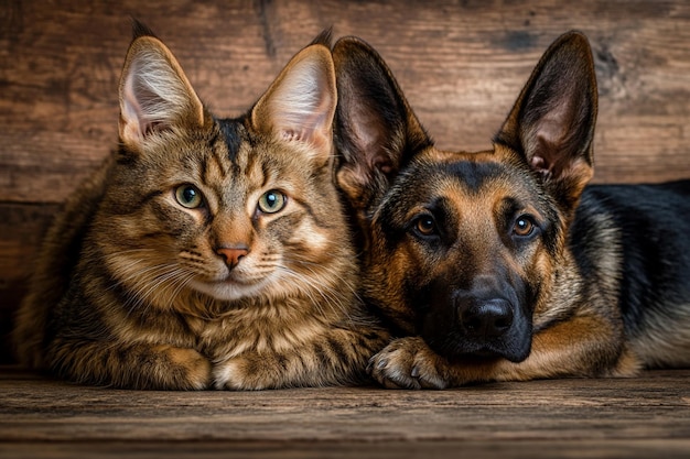 Cat and Dog Posing Together photo