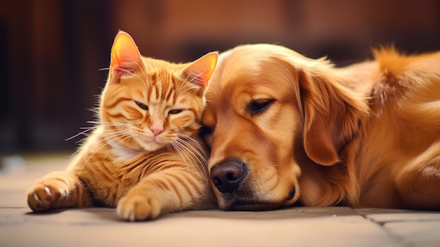 cat and dog sleeping