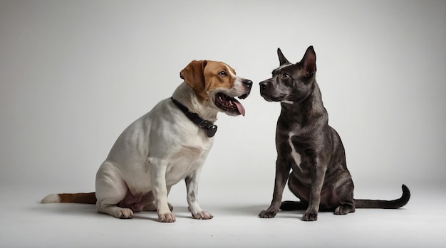 Cat and dog with white background