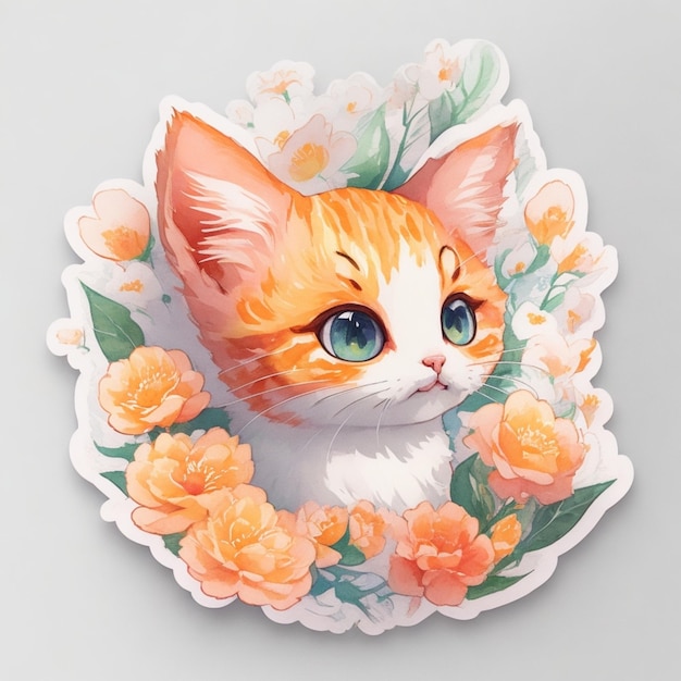 Cat Drawing Cat Sticker Cat Face Cute Cat Drawing Kitty Stickers Cute Cat Sticker Cute Cat Art Cute