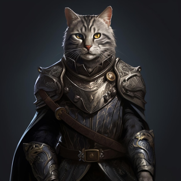 Cat dressed as warrior images Generative AI