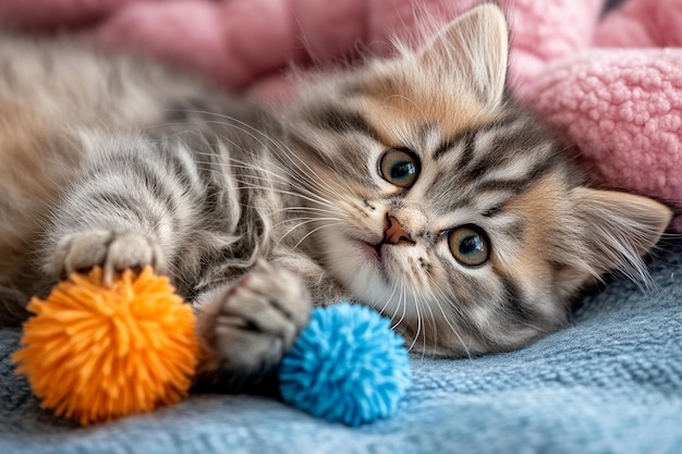 Cat Engaged with Crinkly Toy photo