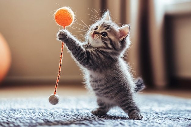 Cat Enjoying Toy Playtime photo