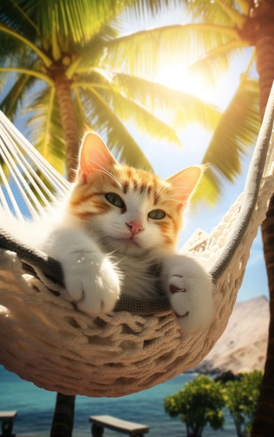 Cat Enjoying a Tranquil Hammock Day