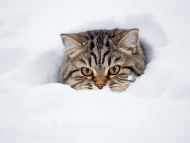 Photo cat exploring a snowcovered garden