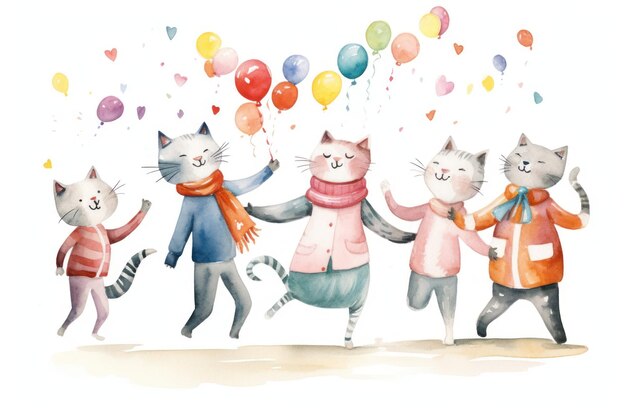 Photo cat family animal balloon drawing