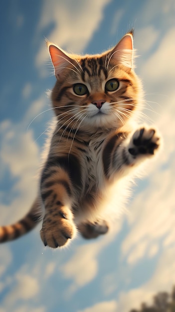 Cat flying in air or Cute Cat Falling from the Sky