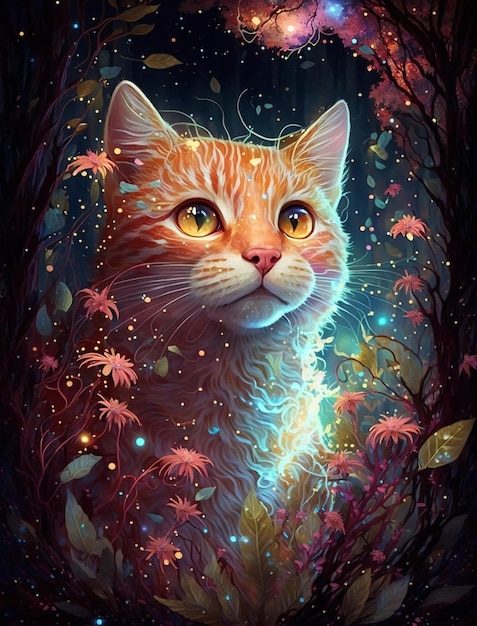 Cat in the forest painting by numbers kit