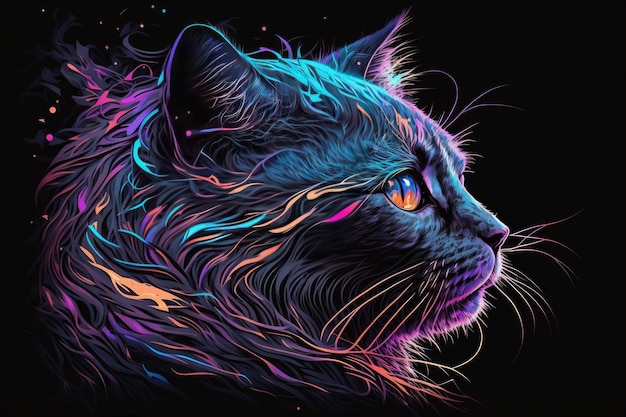 cat graphic detailed design colorful vector