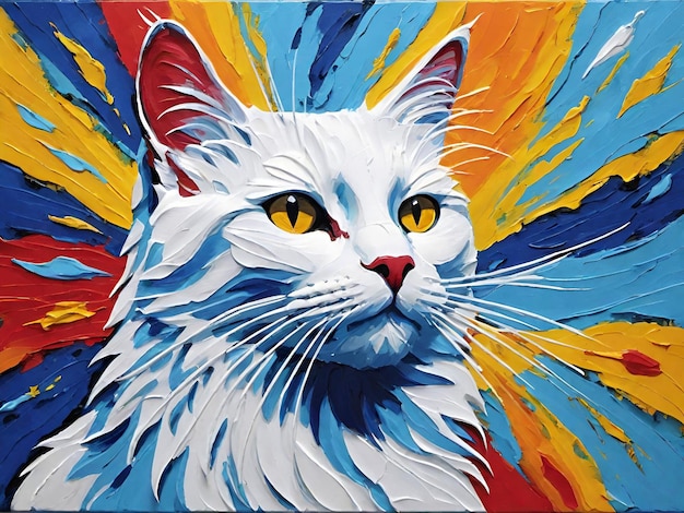 cat head illustration in oil painting style