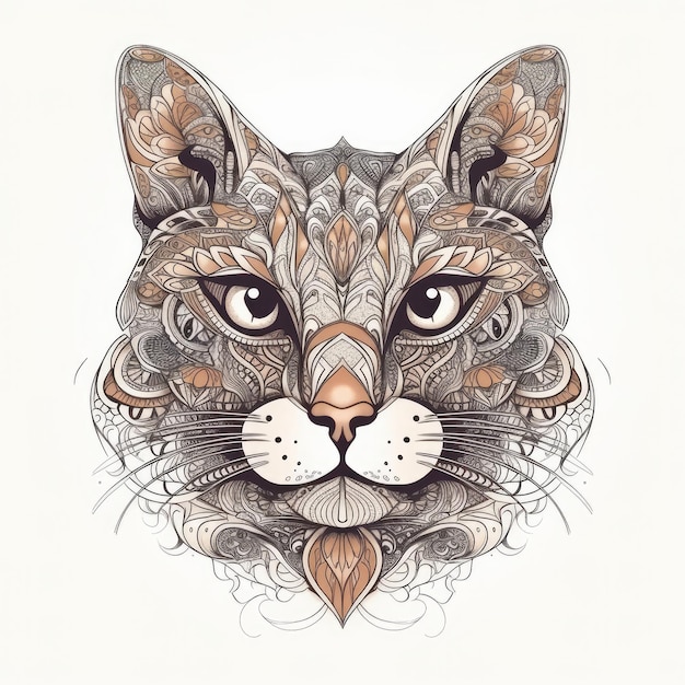 Cat head in mandala style Illustration AI GenerativexA