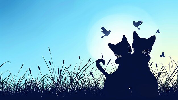 a cat is looking at the birds in the sky