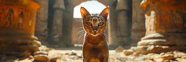 a cat is looking at the camera with a camera in the background