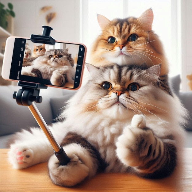 a cat is looking at a camera with a camera on it