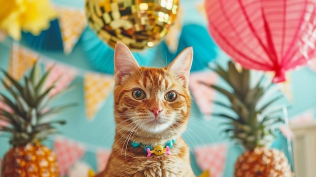 Photo a cat is looking at the camera with a christmas tree behind it