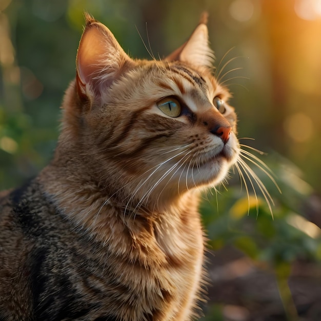 a cat is sitting in the grass and looking at the camera