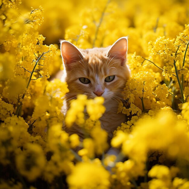 Photo a cat is sleeping in the flowers