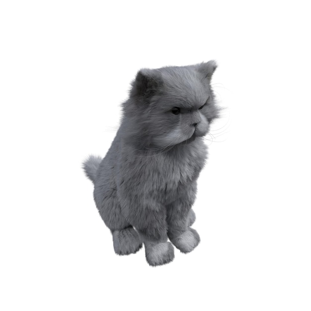 cat isolated on white background, 3D illustration, cg render