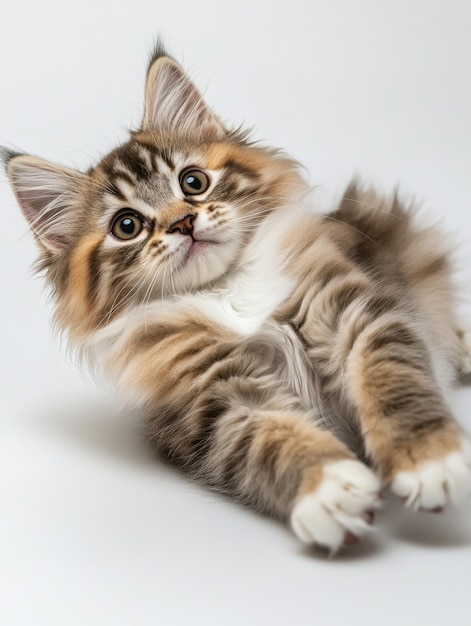 Cat kitten in motion pose transparent background