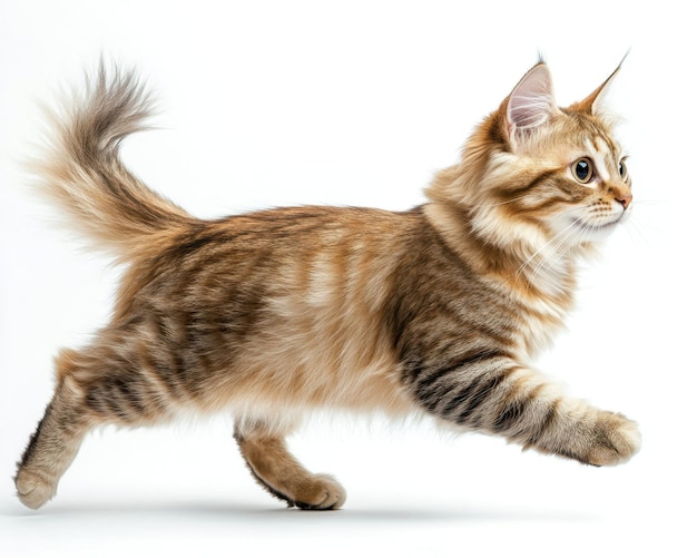 Cat kitten in motion pose transparent background