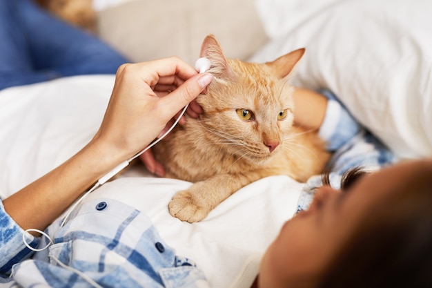 Cat Listening to Music