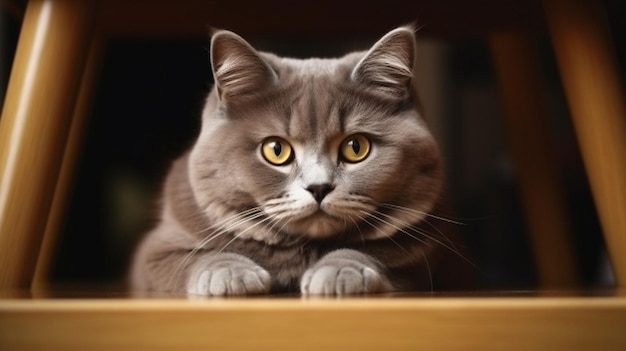 A cat looking over a table