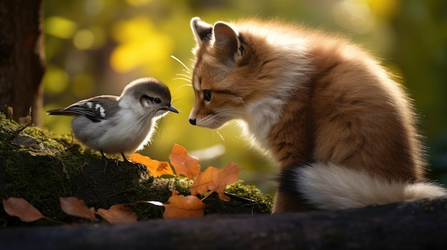 The cat looks at the bird to eat it curiosity and agility of cats in outdoor environments grace and independence of outdoor felines