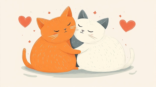 Photo cat love cat couple hugging cudling and kissing valentines day card valentines poster love ba