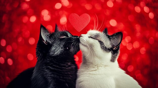 Photo cat love cat couple hugging cudling and kissing valentines day card valentines poster love ba