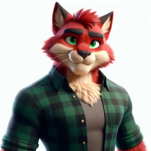 Cat Lumberjack in Flannel Shirt