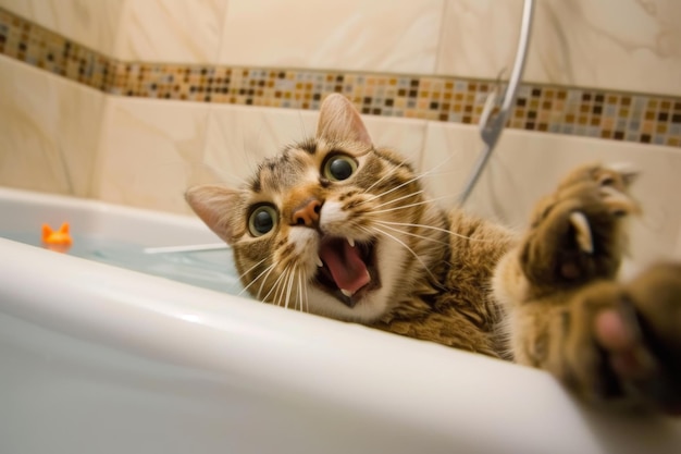 Cat Lying Down in Bathtub