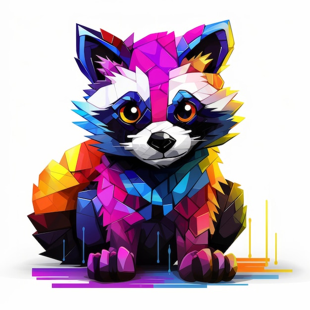 Cat made of colorful polygonal figures