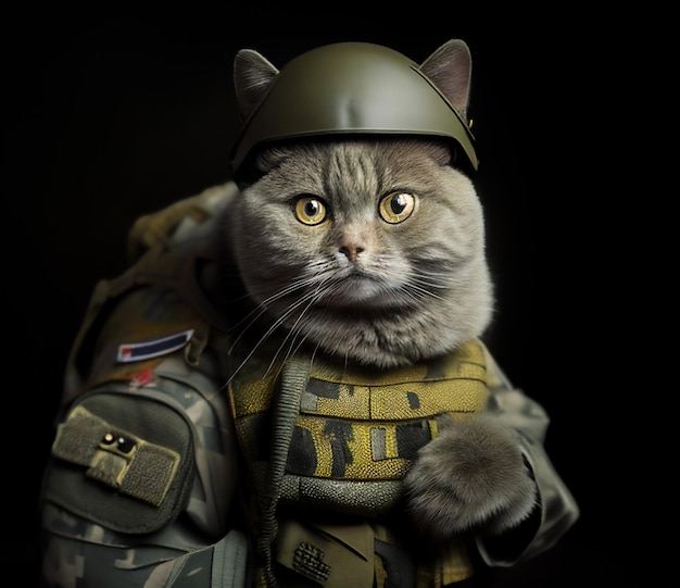 Cat in a military uniform AI generated image